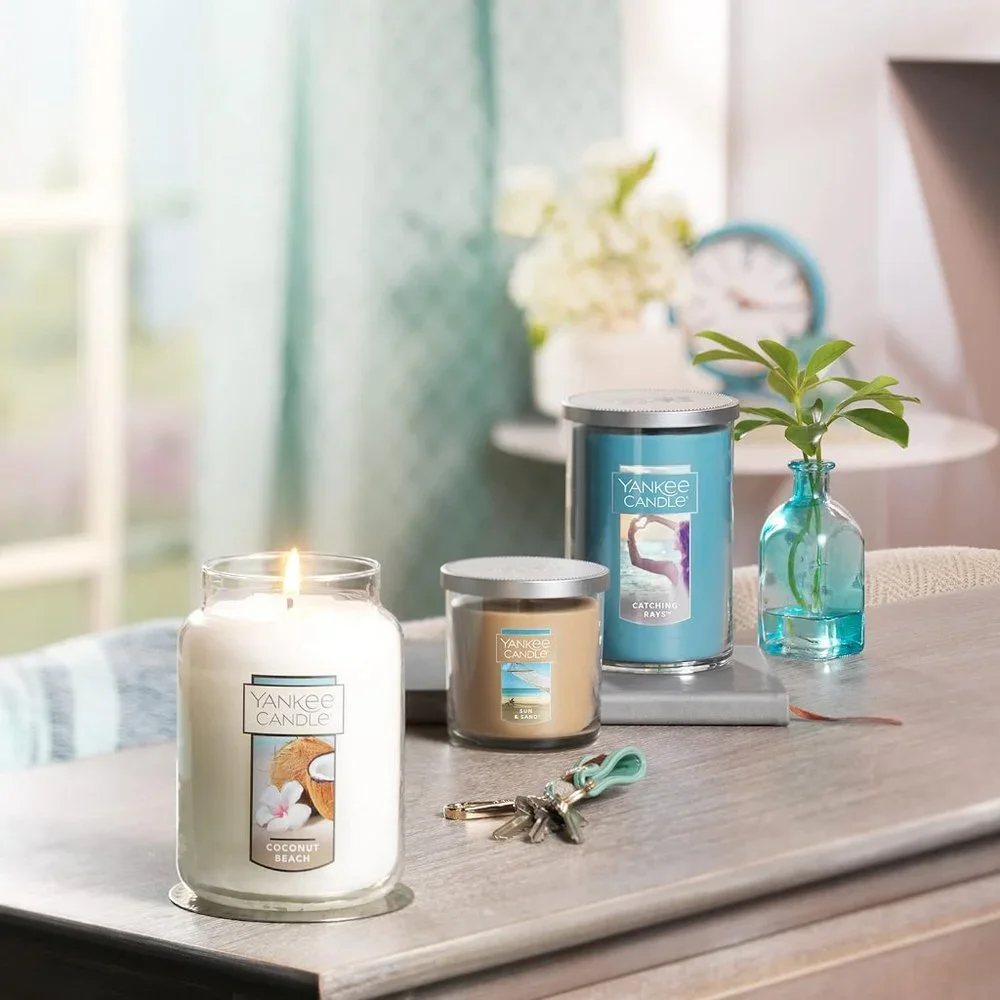 Candle Coconut Beach Scented, Classic 22oz Large Jar Single Wick Candle, Over 11